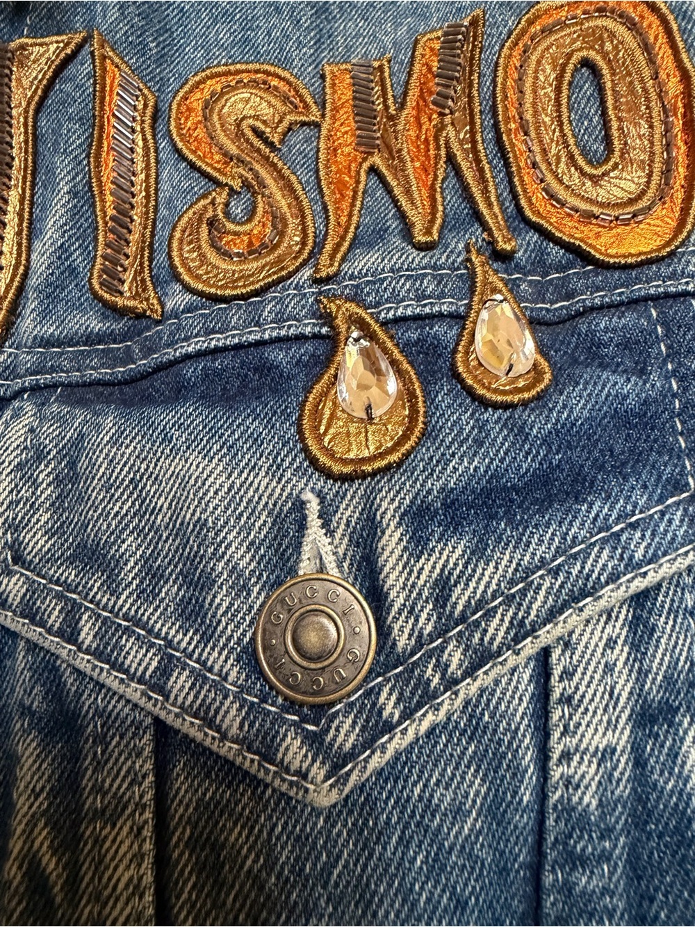 Gucci Blue Denim Jacket with Yellow Appliqué - Picture 3 of 7